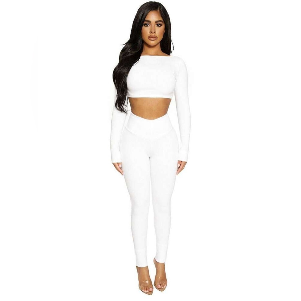 NAKED WARDROBE | White Snatched Down Leggings - Picture 2 of 4